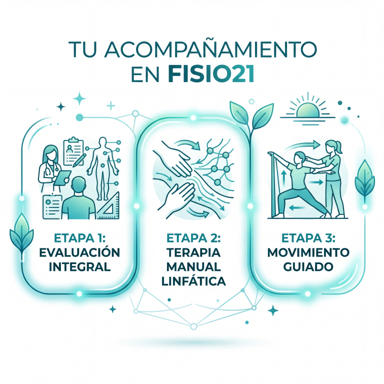 Proceso de fisioterapia oncológica y drenaje linfático en la clínica Fisio21.