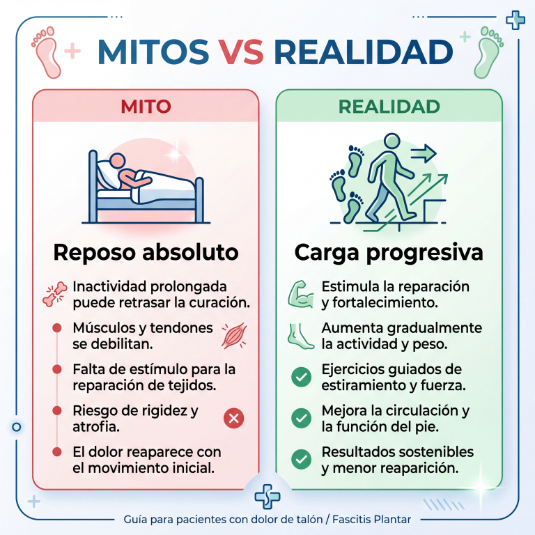 Lista de mitos sobre el tratamiento del dolor de talón y soluciones reales.