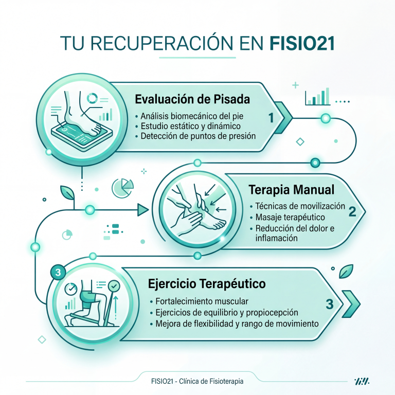Proceso de fisioterapia para el dolor de pie y fascitis plantar en Fisio21.