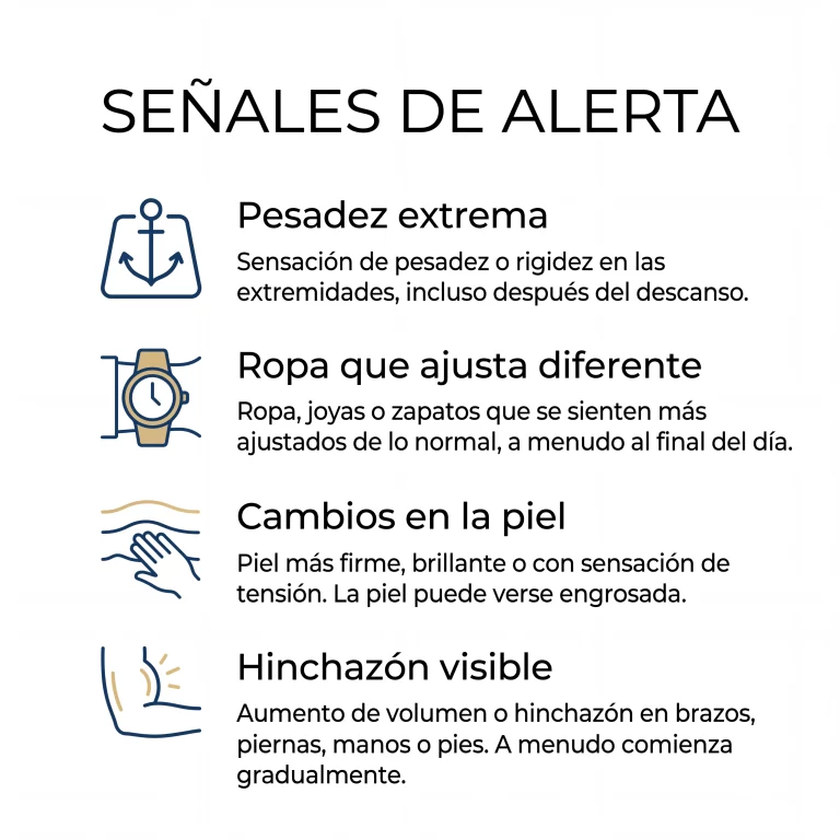 Infografía médica que explica cómo el frío otoñal altera la circulación y empeora la hinchazón y pesadez.