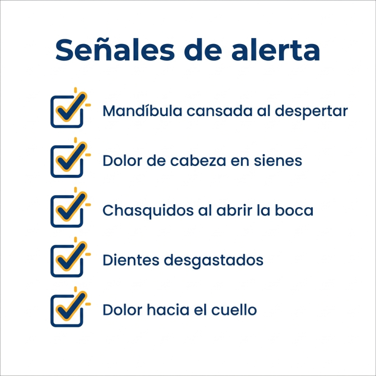 Infografía con las señales de alerta del bruxismo nocturno