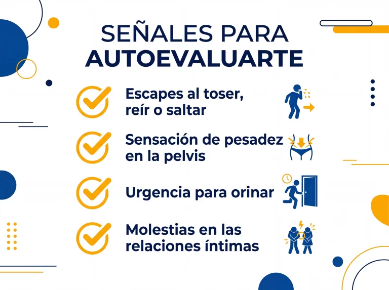 Infografía con señales para evaluarte por incontinencia urinaria