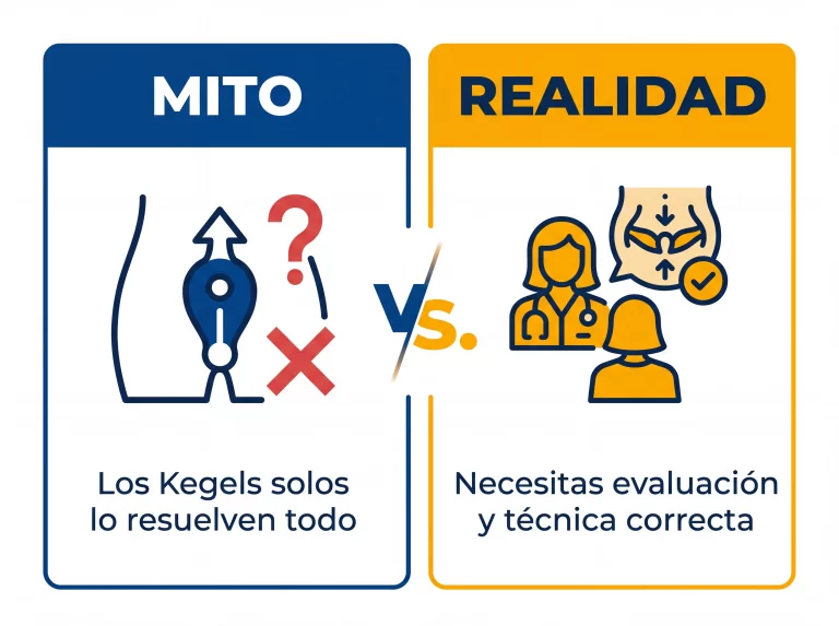 Infografía comparando el mito y la realidad sobre los ejercicios de Kegel