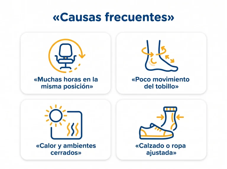infografía con las causas de las piernas hinchadas en el trabajo