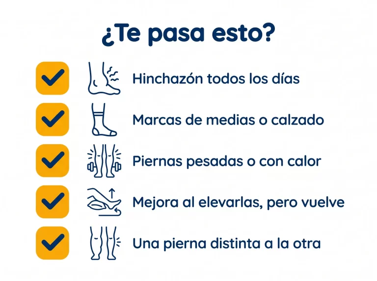 infografía con las señales de piernas hinchadas en el trabajo que conviene evaluar